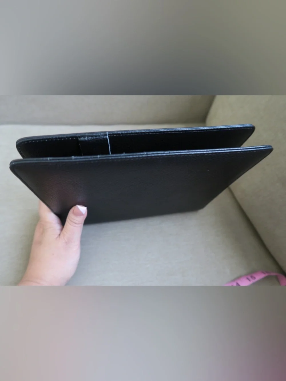 CLOTH & PAPER: Black Leather Zipfolio Organizer